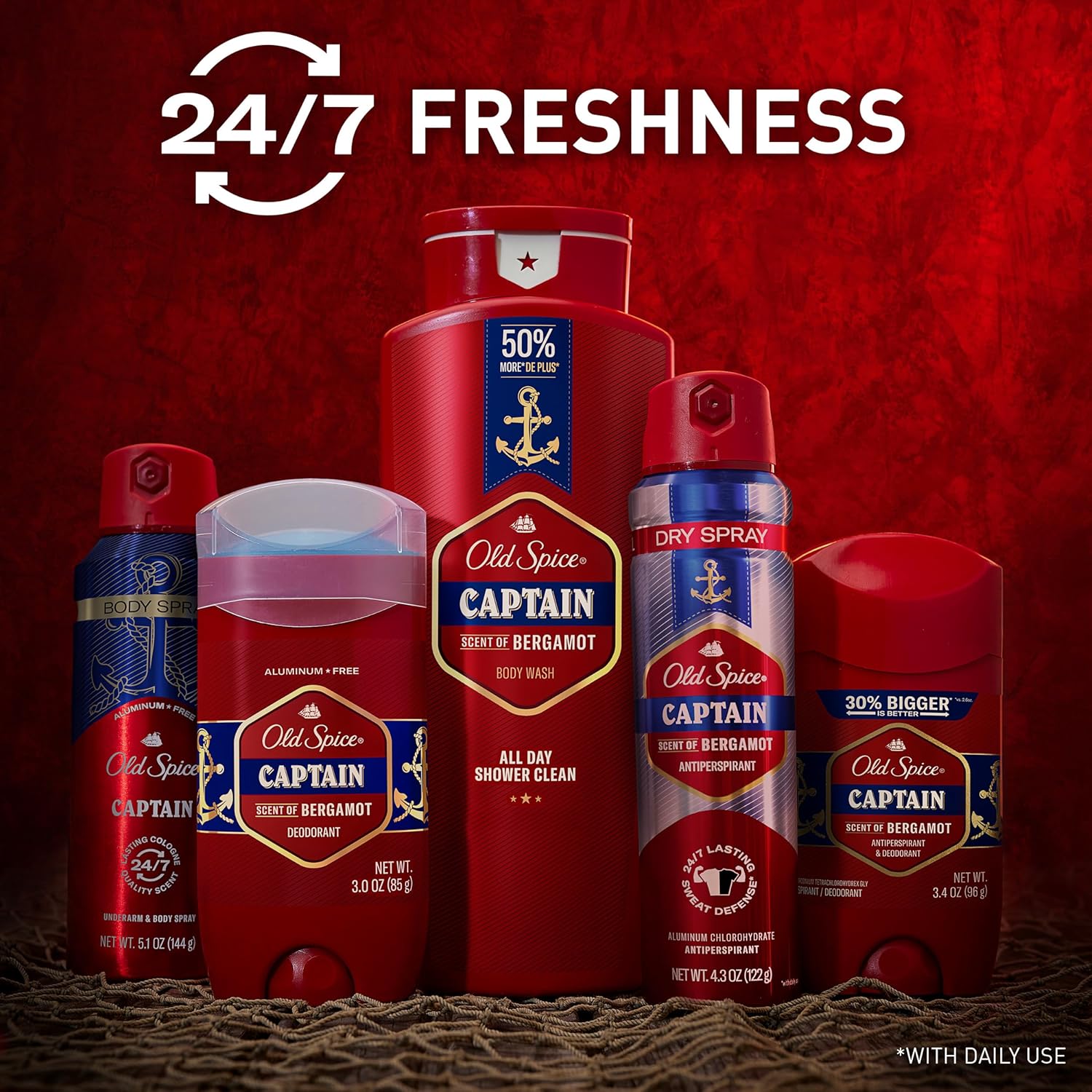 Old Spice Captain Body Wash – Invigorating Morning Shower Ritual for Men, 33.4 oz Bergamot