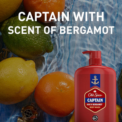 Old Spice Captain Body Wash – Invigorating Morning Shower Ritual for Men, 33.4 oz Bergamot