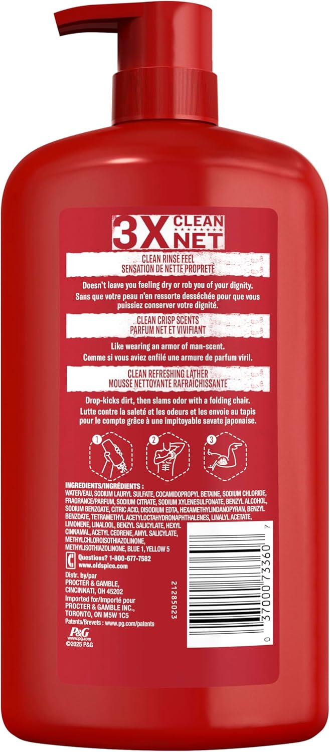 Old Spice High Endurance Body Wash – Practical Birthday Gift for Him, Aluminum-Free 3X Defense Bulk Pack of 4