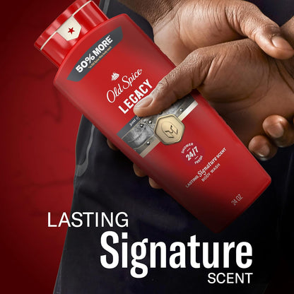 Old Spice Legacy Body Wash for Men – Post-Trail and Gym Shower Body Cleanser with Long-Lasting Cedar Scent, 24 oz