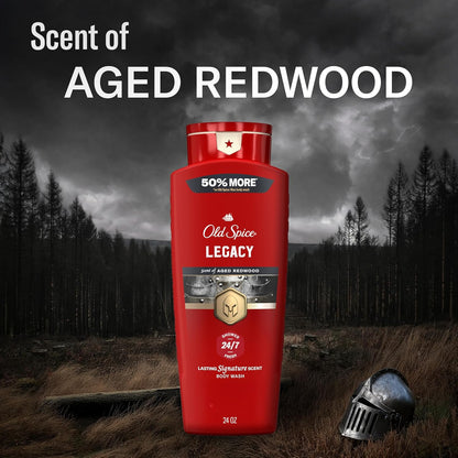 Old Spice Legacy Body Wash for Men – Post-Trail and Gym Shower Body Cleanser with Long-Lasting Cedar Scent, 24 oz