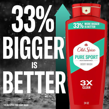 Old Spice Pure Sport Body Wash – Camping & Patio Shower Refresh, Portable 4-Pack for Travel and Adventure