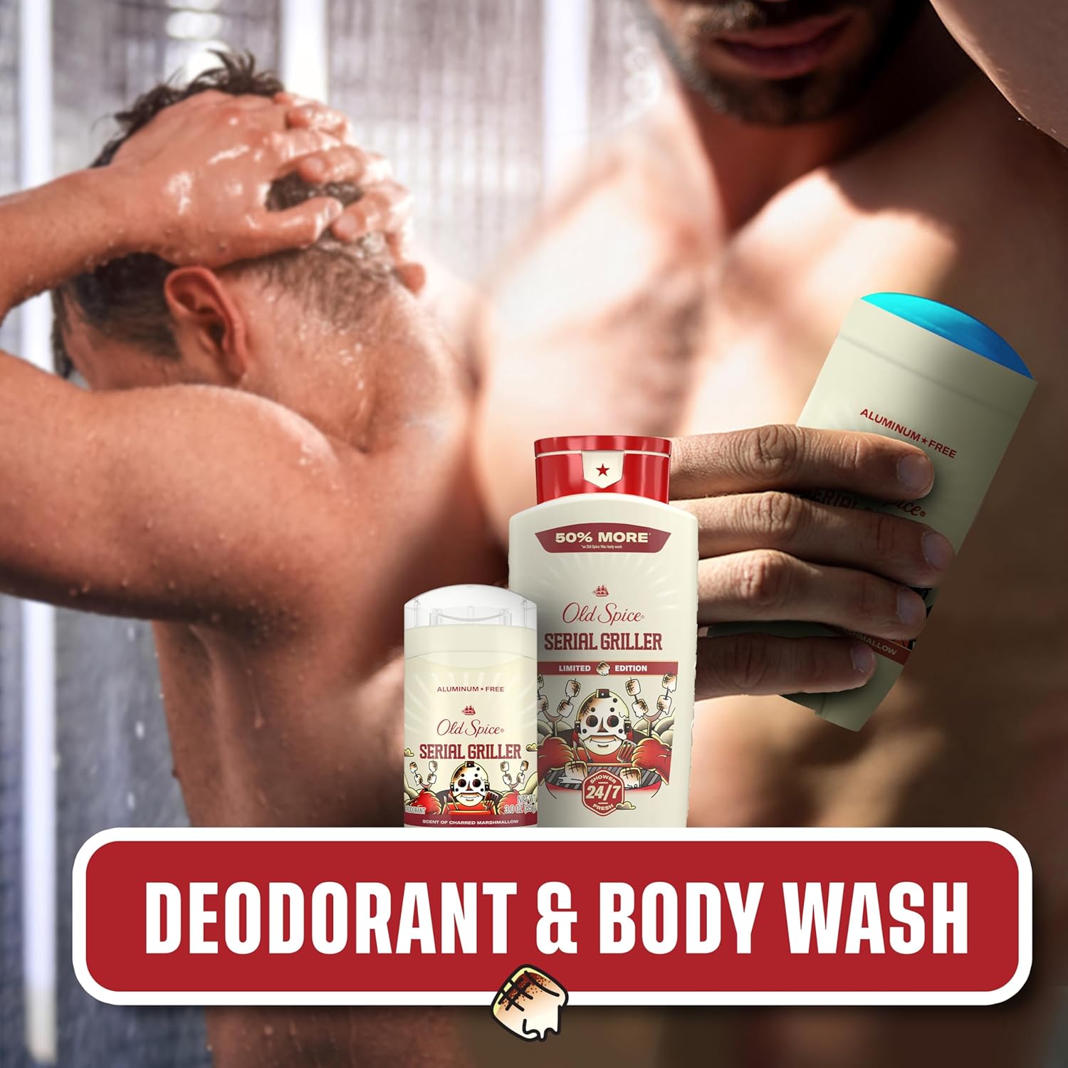 Old Spice Summerdudes Body Wash – Playful Father's Day Gift for Guys Who Grill, 24 oz Charred Marshmallow Scent