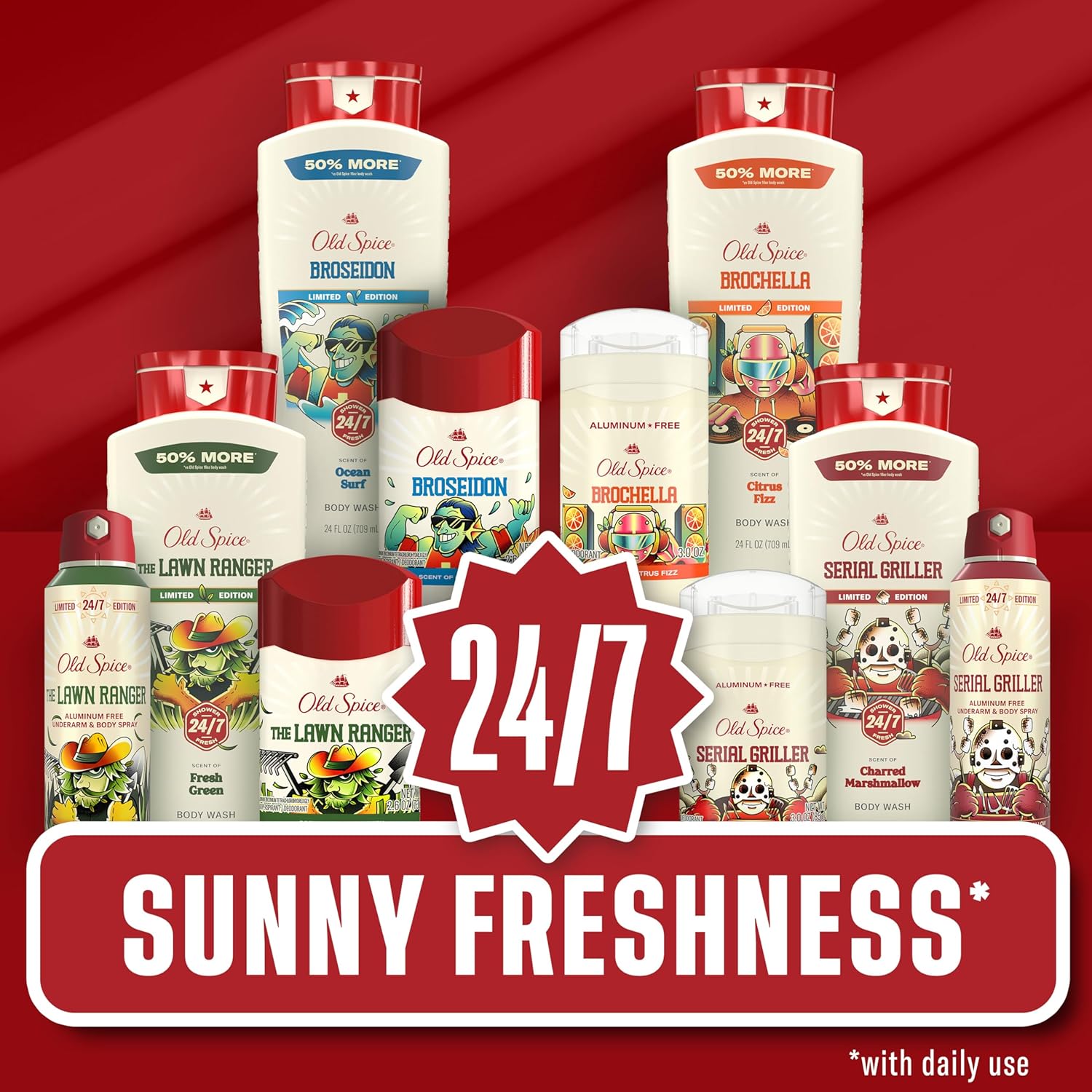 Old Spice Summerdudes Body Wash – Playful Father's Day Gift for Guys Who Grill, 24 oz Charred Marshmallow Scent