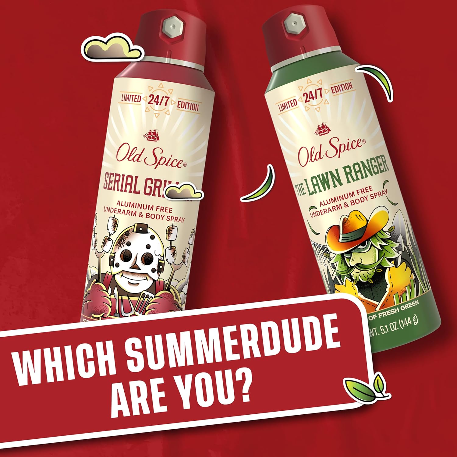Old Spice Summerdudes Charred Marshmallow Body Spray – Stocking Stuffer and Holiday Gift Idea for Him, 24/7 Odor Control, 5.1 oz