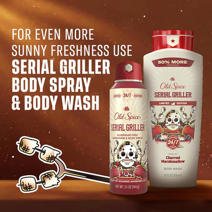 Old Spice Summerdudes Charred Marshmallow Body Spray – Stocking Stuffer and Holiday Gift Idea for Him, 24/7 Odor Control, 5.1 oz