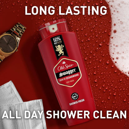 Old Spice Swagger Cedarwood Men's Body Wash Bundle of 6 Bottles, Long Lasting Scent Gift Idea for Husband, Dad, and Brothers on Christmas