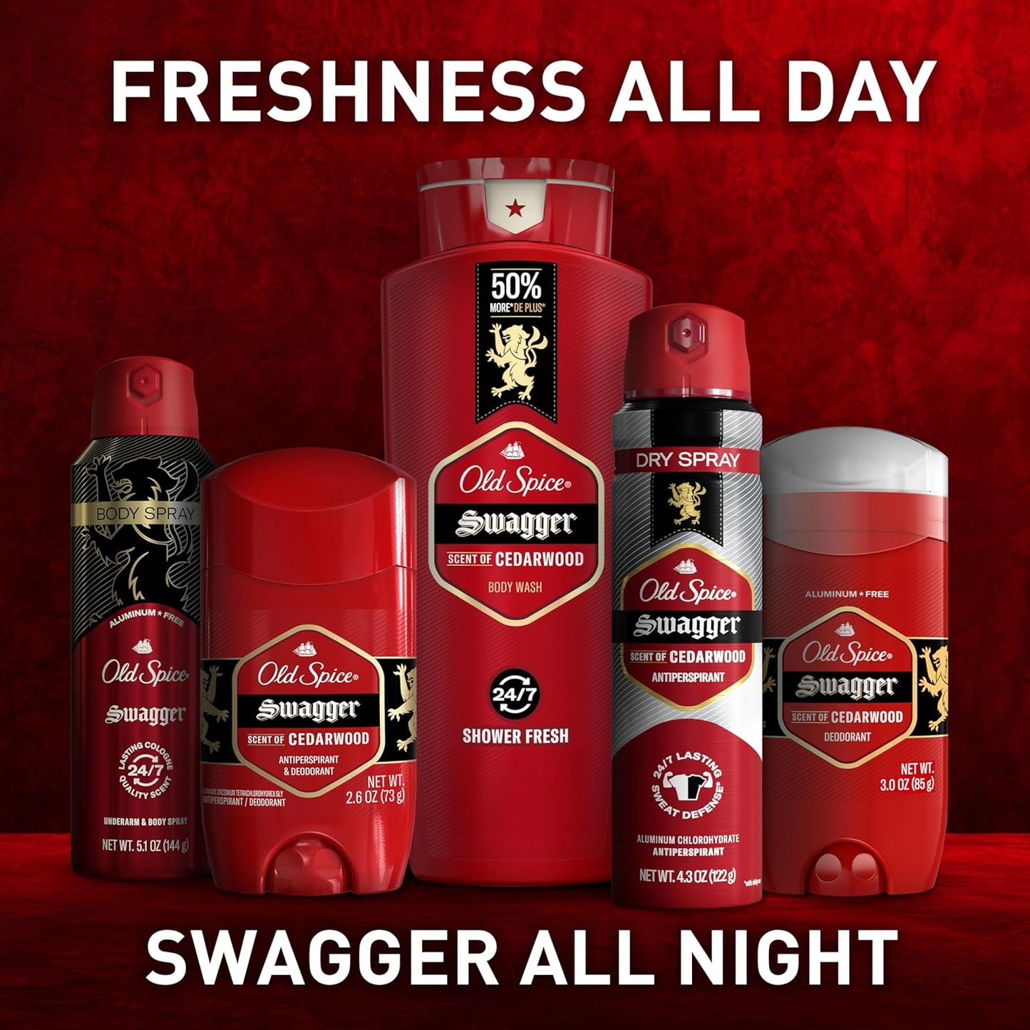 Old Spice Swagger Cedarwood Men's Body Wash Bundle of 6 Bottles, Long Lasting Scent Gift Idea for Husband, Dad, and Brothers on Christmas
