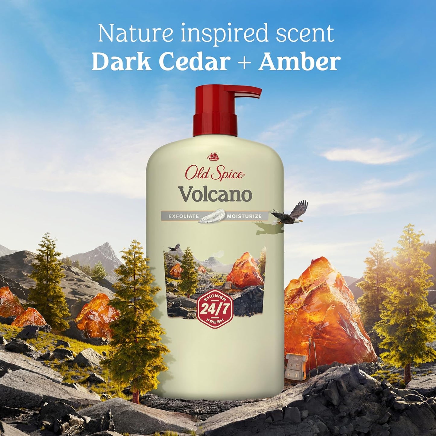 Old Spice Volcano Body Wash for Men, 30 oz – Evening Wind-Down Shower with Calming Dark Cedar and Amber Aromatherapy