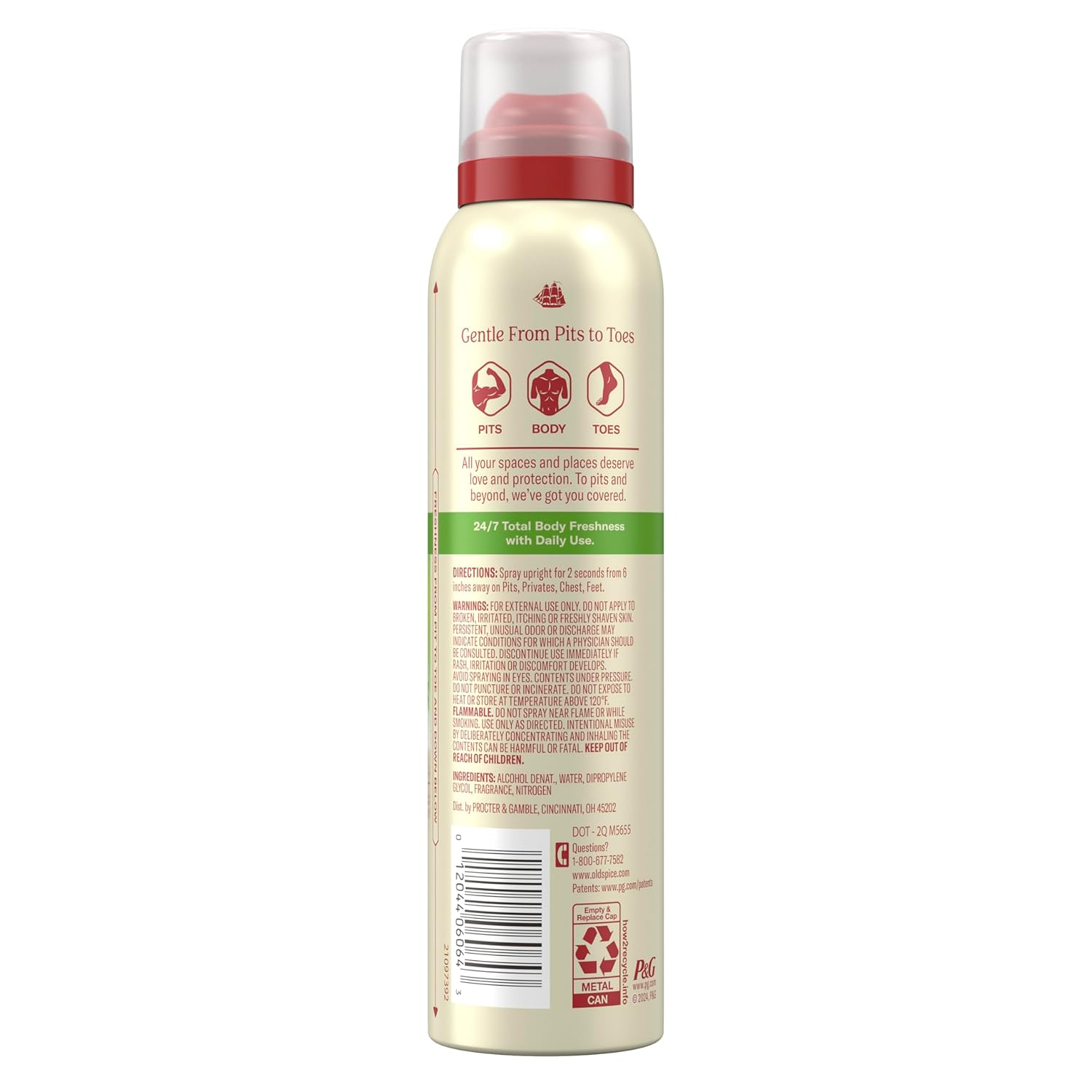 Old Spice Whole Body Deodorant Spray – Trail-Ready Odor Defense for Runners and Hikers, Portable 3.5 oz
