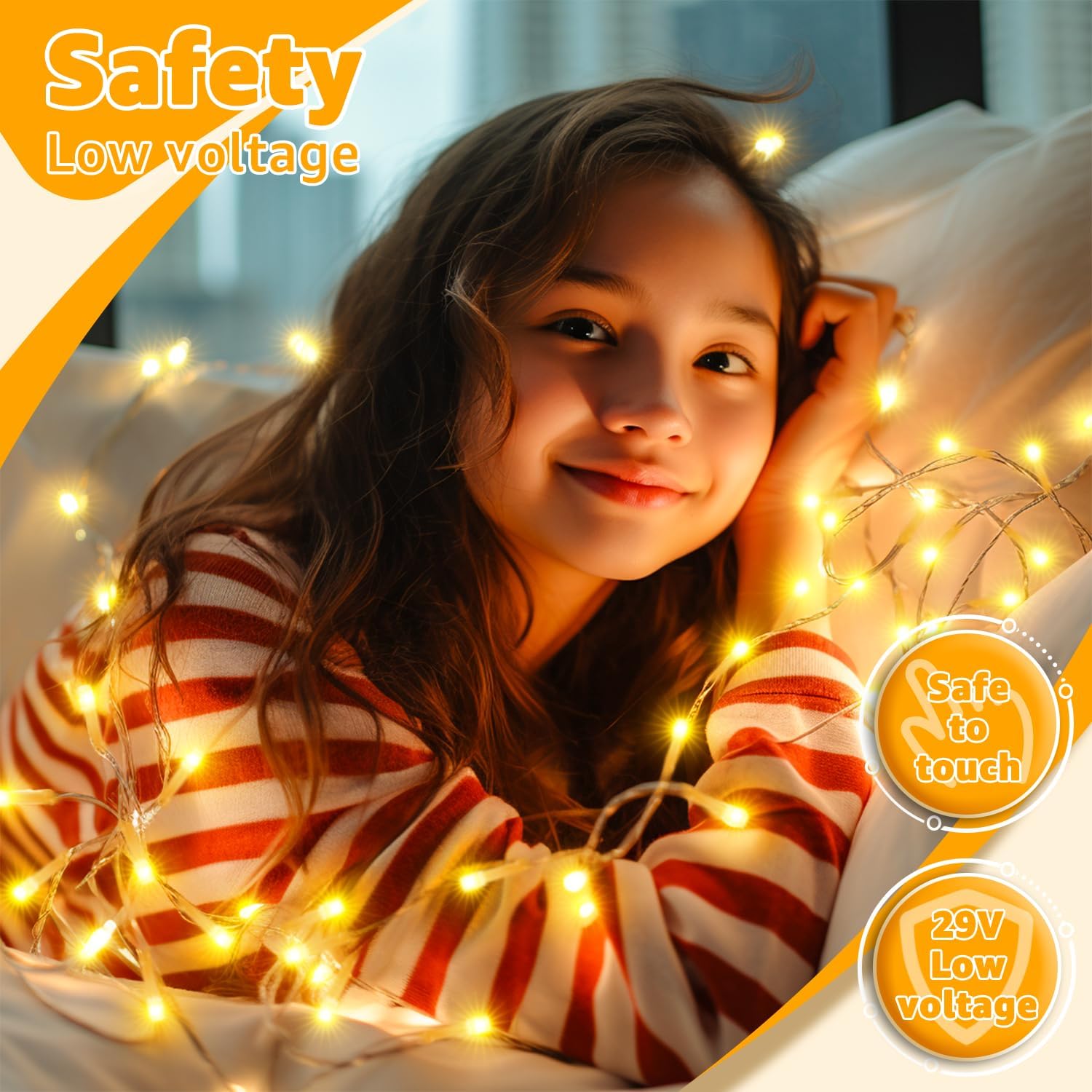 Ollny 29V Low Voltage String Lights – Flameless Alternative to Candles, Cool to Touch and Auto Shutoff Timer