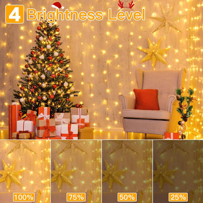 Ollny Curtain Lights 6.6x6.6ft – Minimalist Warm White LED Backdrop with Clean Lines and Single-Color Soft Glow