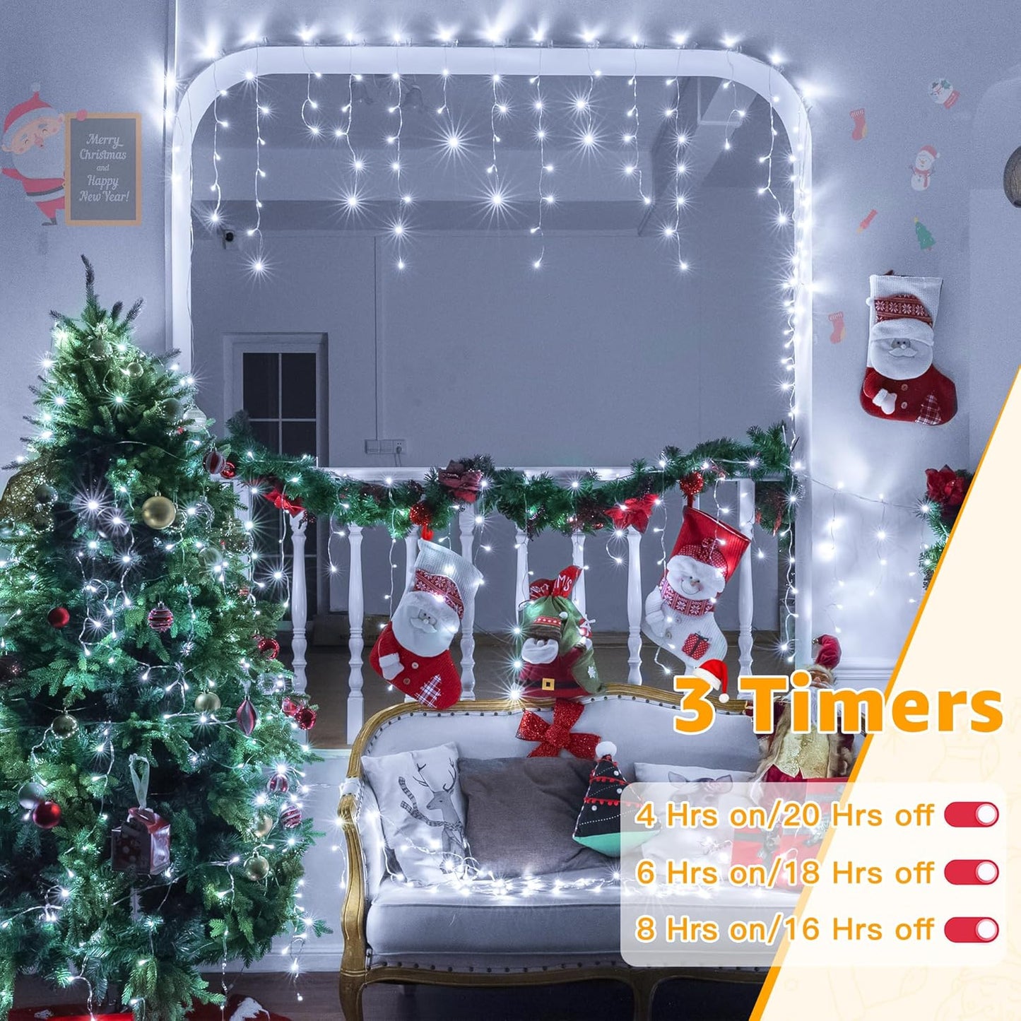 Ollny Icicle Lights 29V Low Voltage – Baby Safe Nursery String Lights, Cool Touch LED Hanging Lights for Kids Room and Playroom