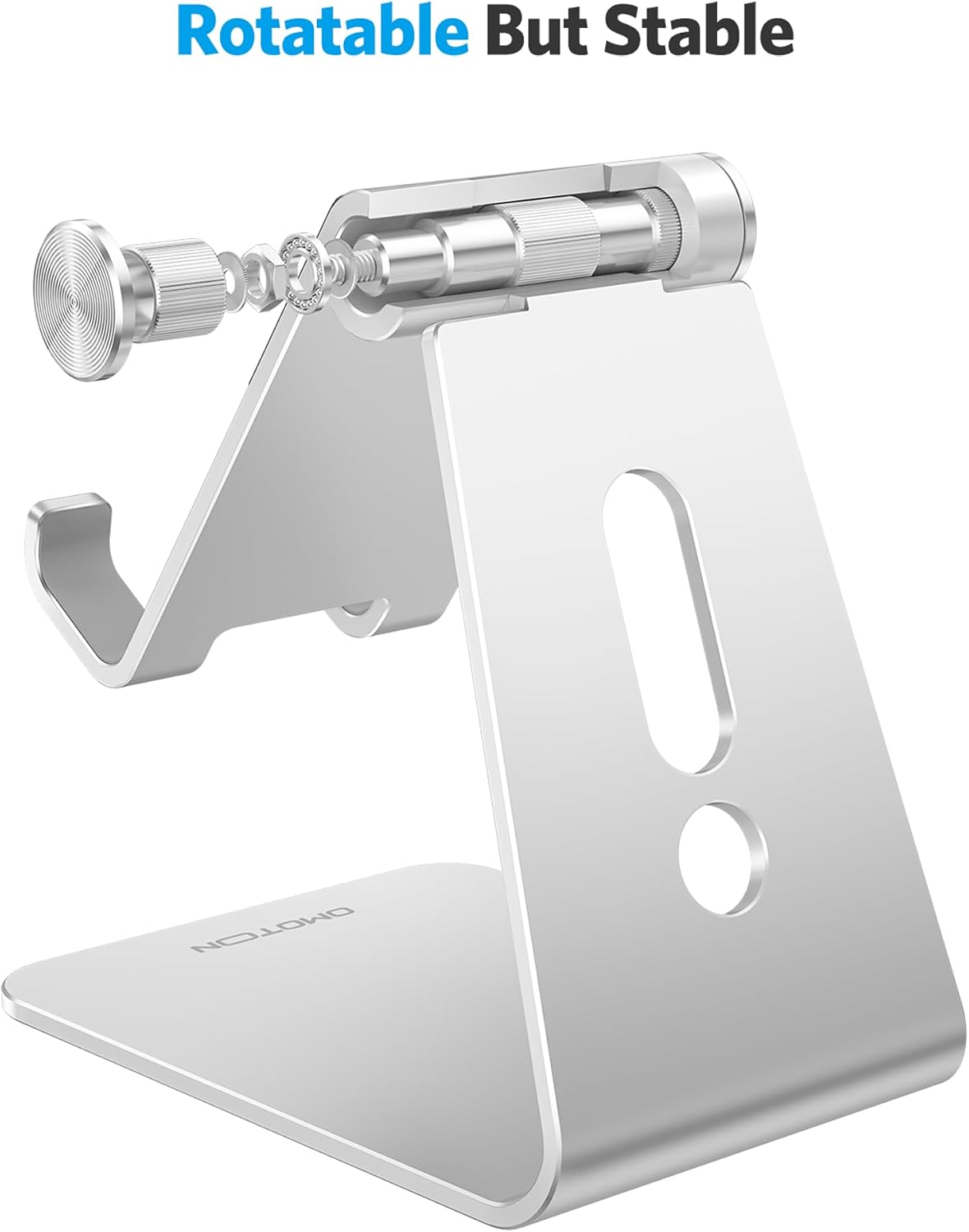 OMOTON C2 Aluminum Phone Holder for Intentional Desk Decor, Slim Profile Stand with Hidden Charging
