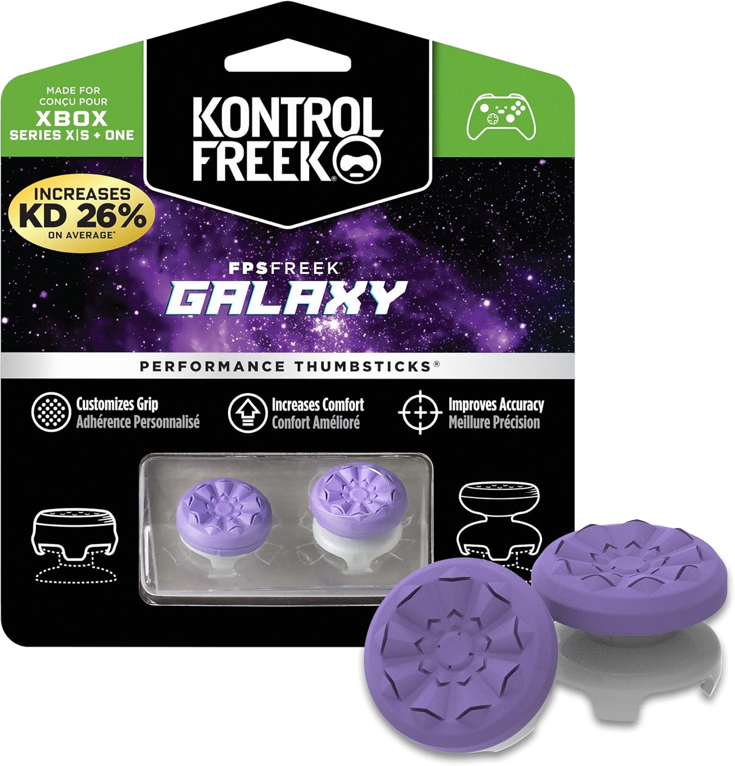 one high-rise concave thumbstick adding 10.0mm of height to the right analog stick for increased aim accuracy