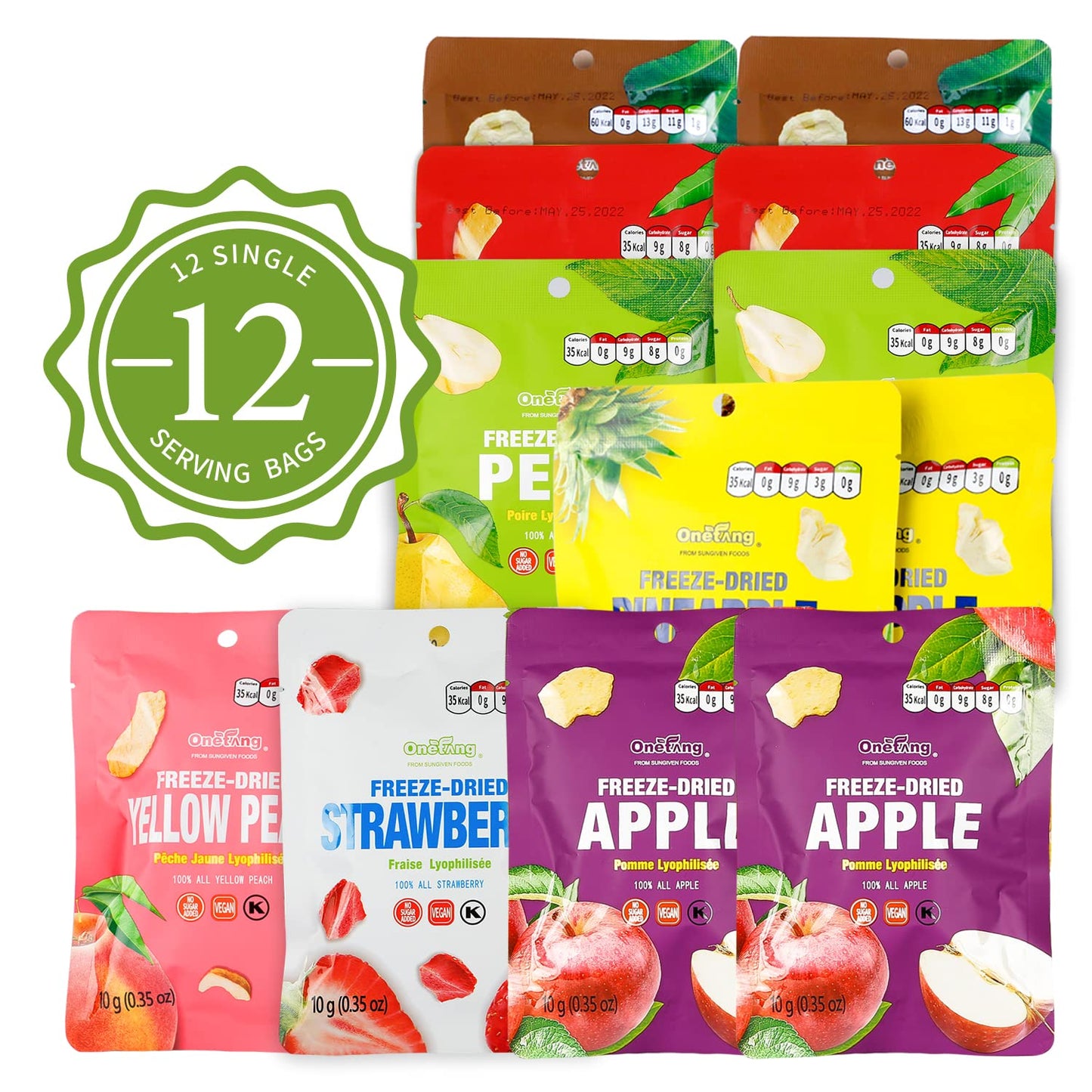 ONETANG Freeze-Dried Mixed Fruit, Post-Workout Bag Snack, High-Flavor Real Fruit with No Added Sugar