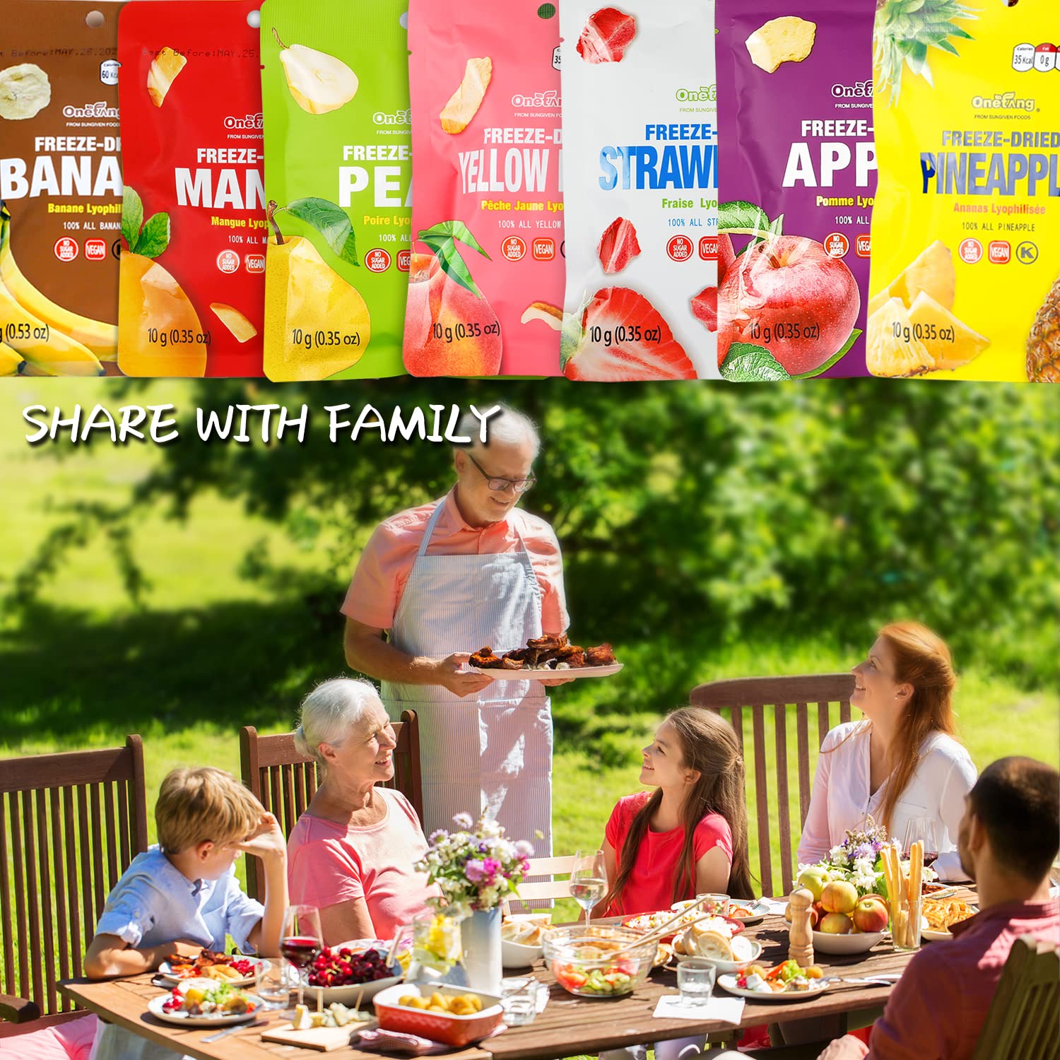 ONETANG Freeze-Dried Mixed Fruit, Post-Workout Bag Snack, High-Flavor Real Fruit with No Added Sugar