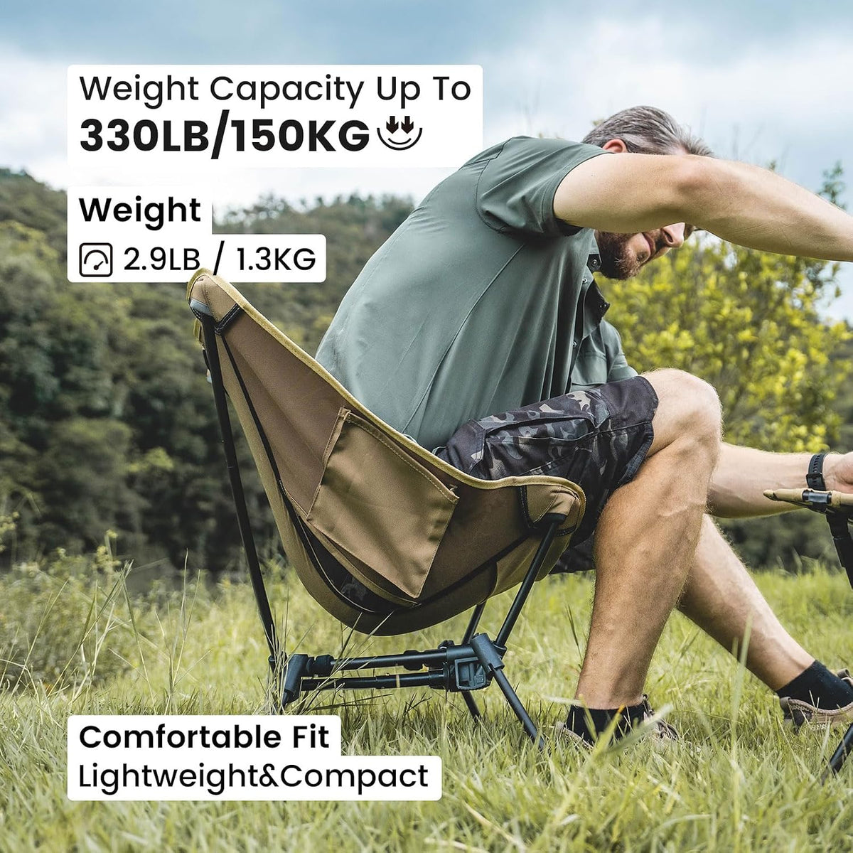 ONETIGRIS Tigerblade Backpacking Chair – Understated Folding Seat in Grey, Black, and Ranger Green for Restraint-First Setups