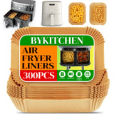 BYKITCHEN Rectangle Disposable Parchment Liners 8.5x5.5 – Clutter Free Air Fryer Cooking