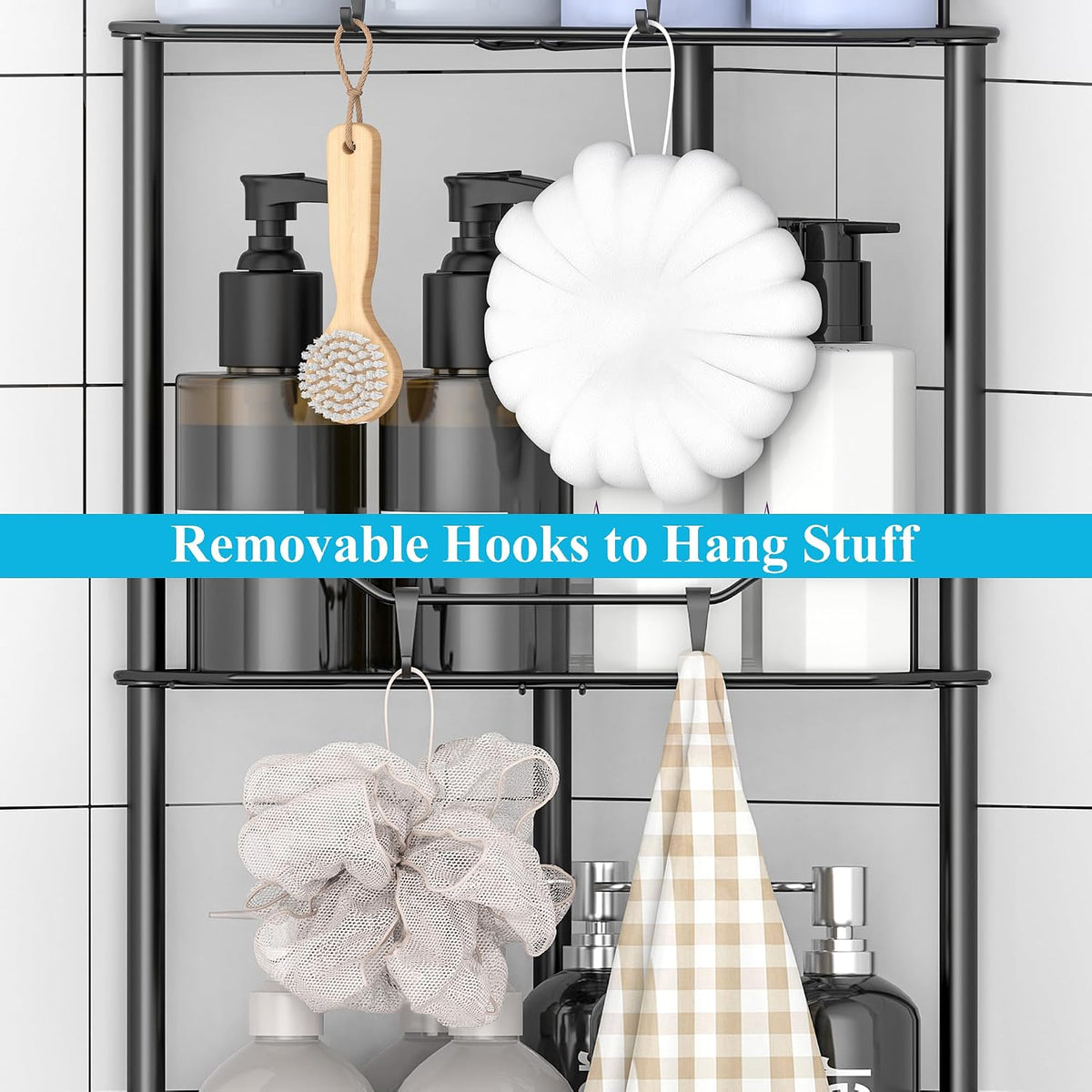 open-grid shelves that drain water freely to prevent pooling and mildew