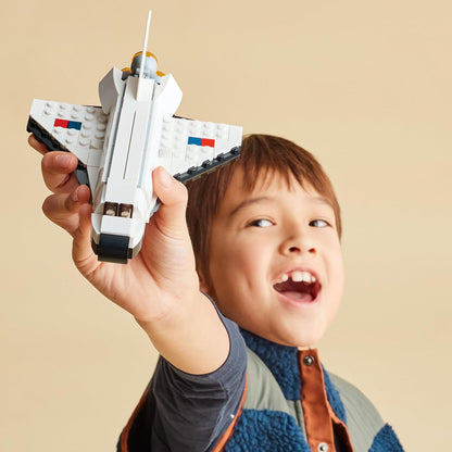 opening shuttle hatch reveals a removable, extendable satellite for interactive play