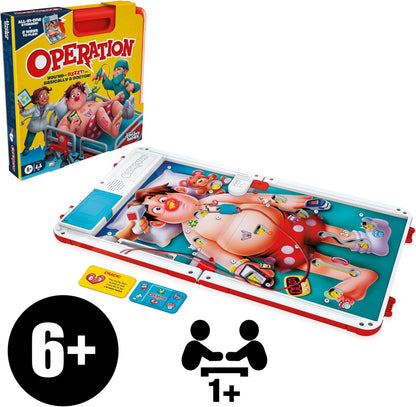 Operation Electronic Board Game for Kids Ages 6+ – Family Game Night with All-in-One Carrying Case