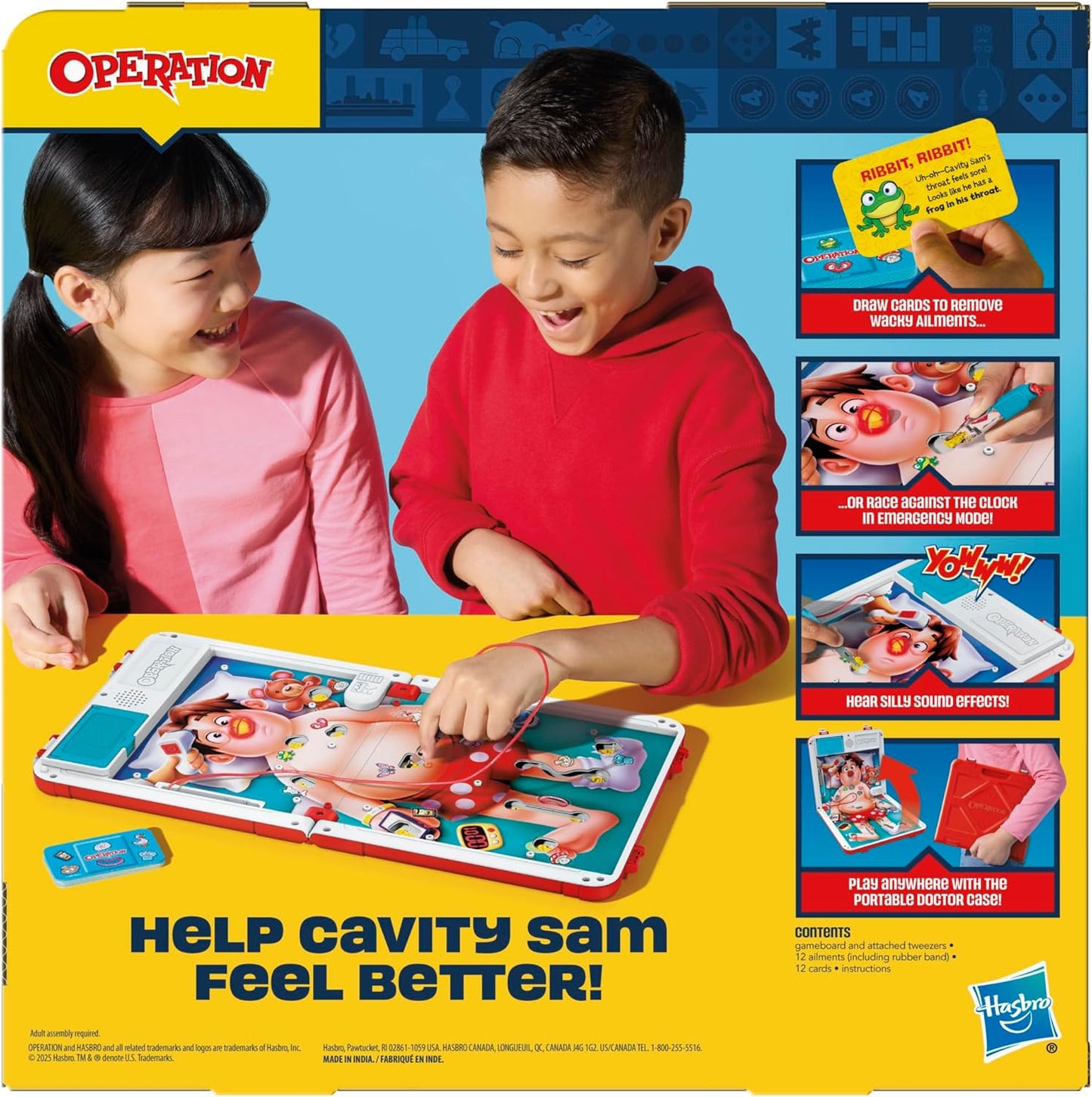 Operation Electronic Board Game for Kids Ages 6+ – Family Game Night with All-in-One Carrying Case