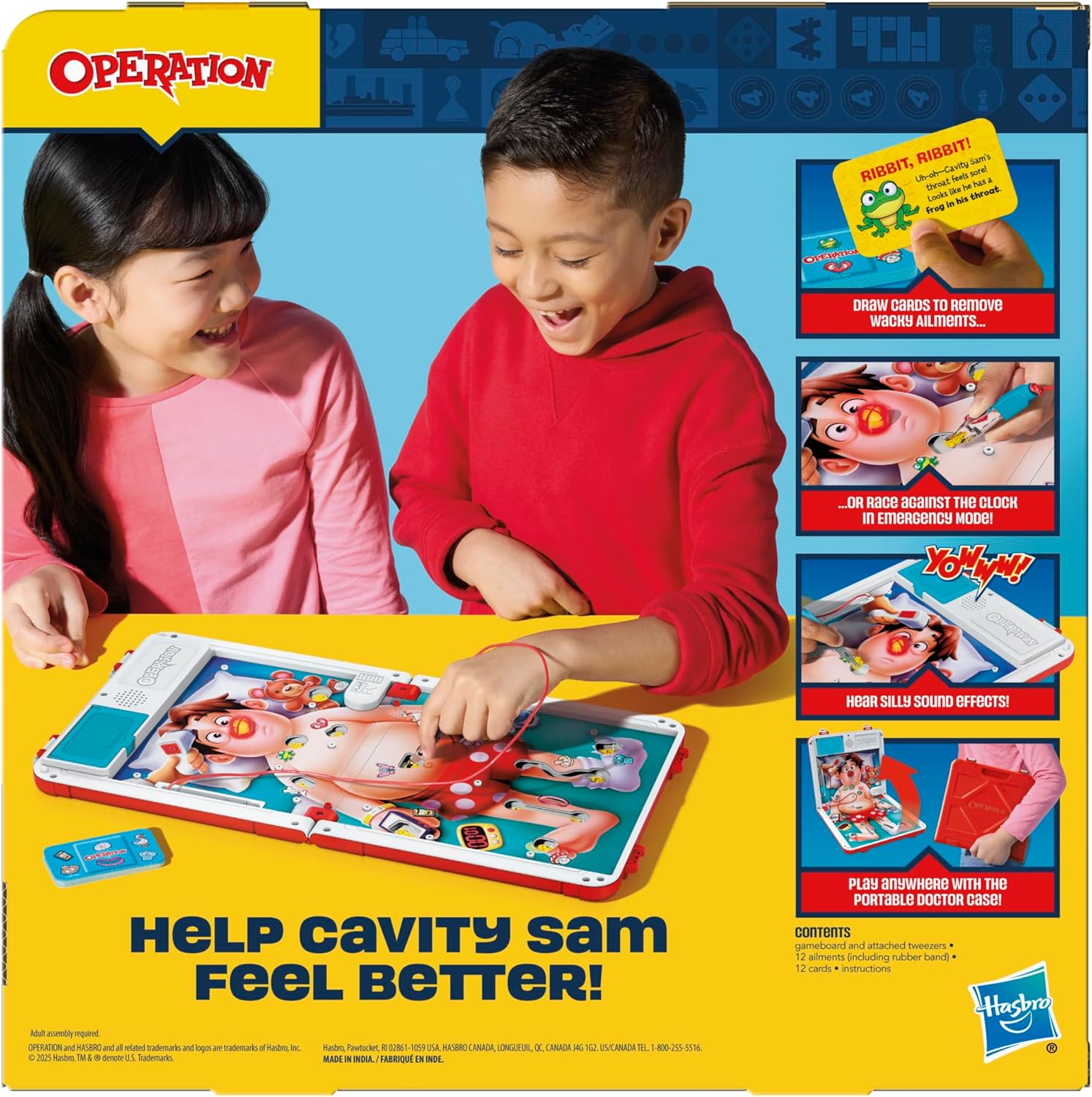 Operation Electronic Board Game for Kids Ages 6+ – Family Game Night with All-in-One Carrying Case