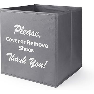 Opret Disposable Shoe Cover Dispenser – Neutral Black and Grey Accent for Staged Living Rooms