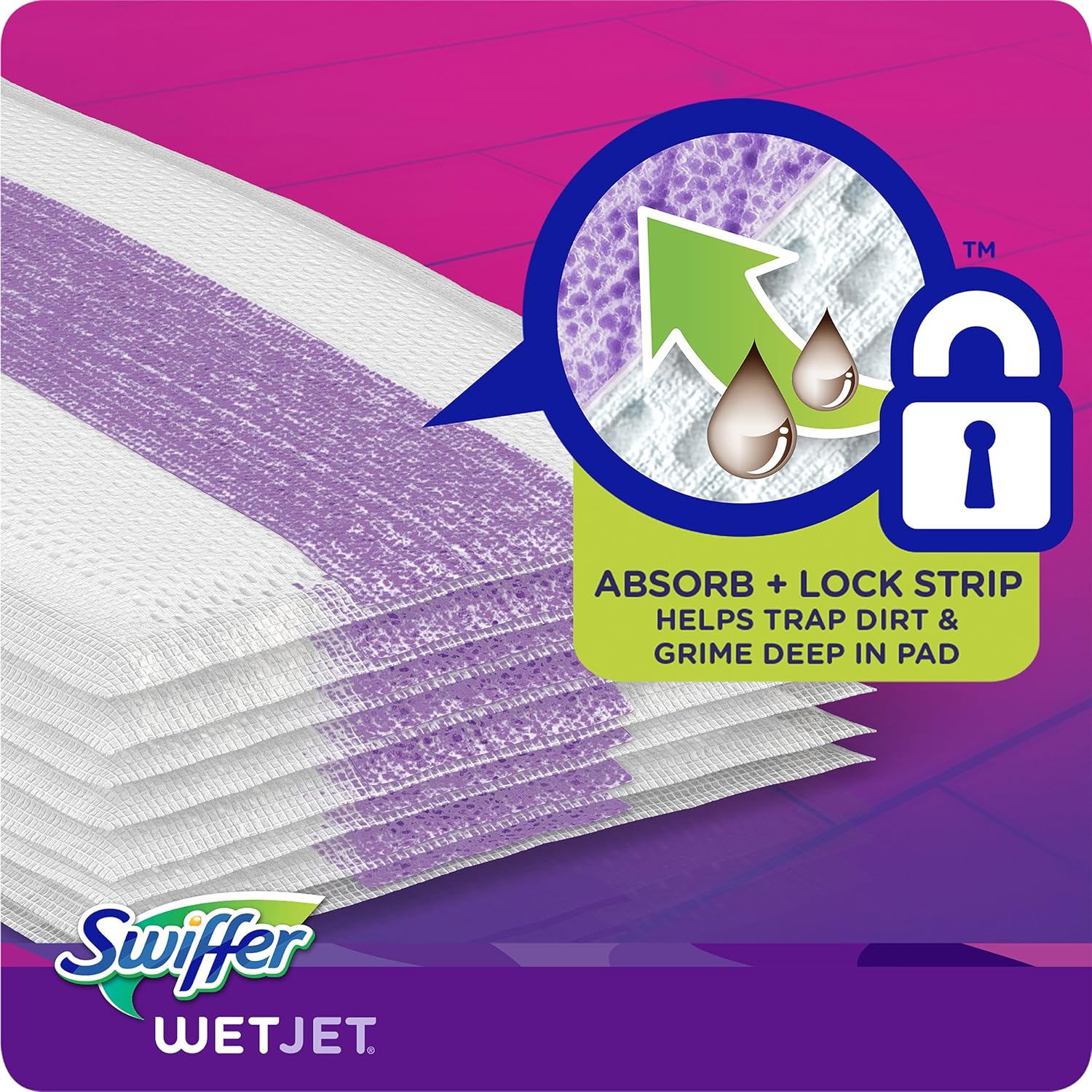optional pairing with wetjet extra power pads containing a magic eraser scrubbing strip