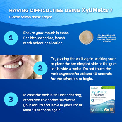 Oracoat XyliMelts – Simple Sugar-Free Dry Mouth Discs for a Clutter-Free Nightstand, 8-Hour Xylitol Relief, 40 Count, Mild Mint