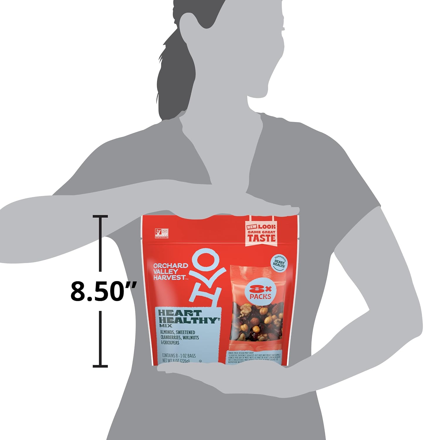 Orchard Valley Harvest Heart Healthy Blend, 1 Ounce Bags (Pack of 8) — Lunchbox-Ready Snack for School and After-School Pickups