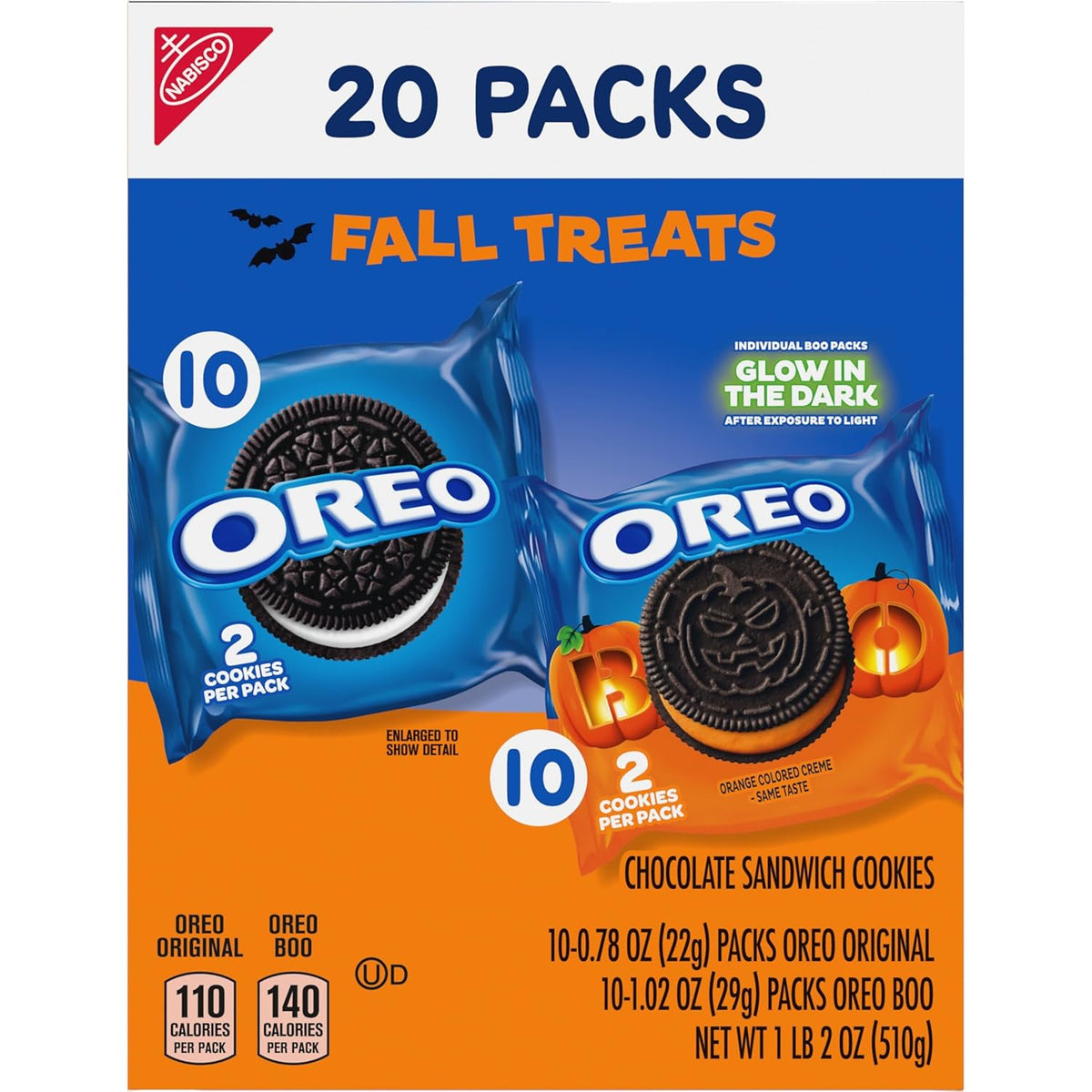 OREO Boo! Fall Treats Halloween Cookies – Safe Trick-or-Treat Snack Packs for Kids' Party Favors