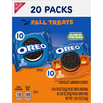 OREO Boo! Fall Treats Halloween Cookies – Safe Trick-or-Treat Snack Packs for Kids' Party Favors