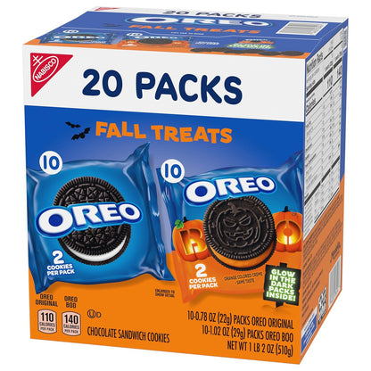 OREO Boo! Fall Treats Halloween Cookies – Safe Trick-or-Treat Snack Packs for Kids' Party Favors