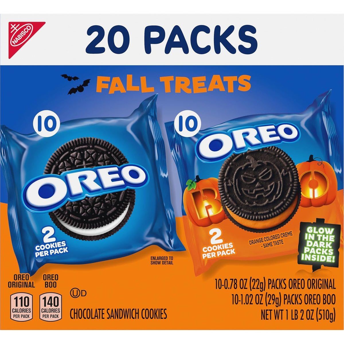 OREO Boo! Fall Treats Halloween Cookies – Safe Trick-or-Treat Snack Packs for Kids' Party Favors