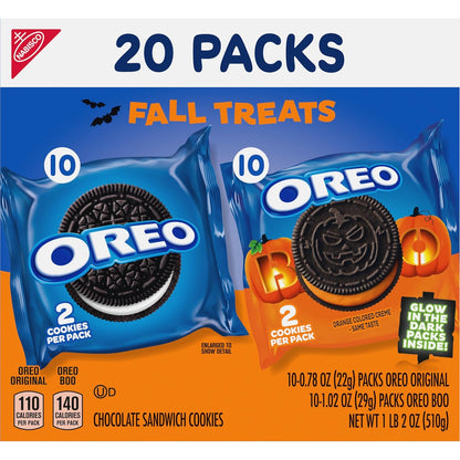OREO Boo! Fall Treats Halloween Cookies – Safe Trick-or-Treat Snack Packs for Kids' Party Favors