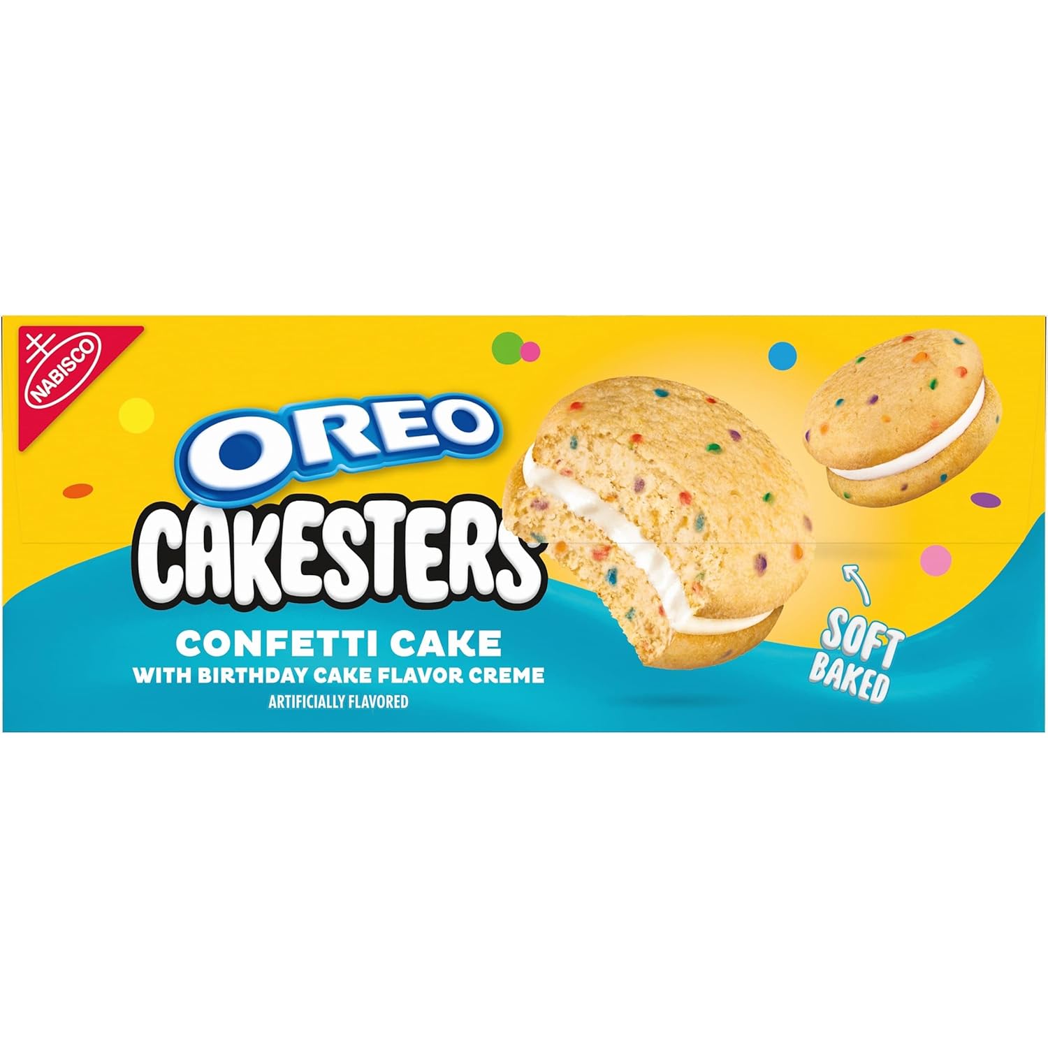 OREO Cakesters Confetti Cake Soft Snack Cakes – School Lunchbox Sweet Treat for Kids, 5 Individually Wrapped Snack Packs