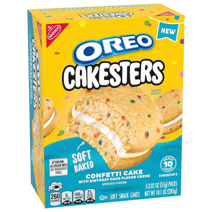 OREO Cakesters Confetti Cake Soft Snack Cakes – School Lunchbox Sweet Treat for Kids, 5 Individually Wrapped Snack Packs