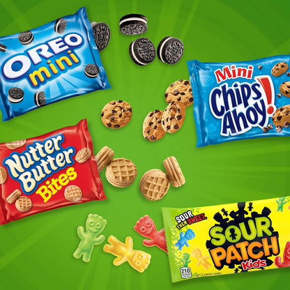 OREO, CHIPS AHOY!, SOUR PATCH KIDS & Nutter Butter Mini Variety – Individually Wrapped Kids Snack Packs for Lunchboxes