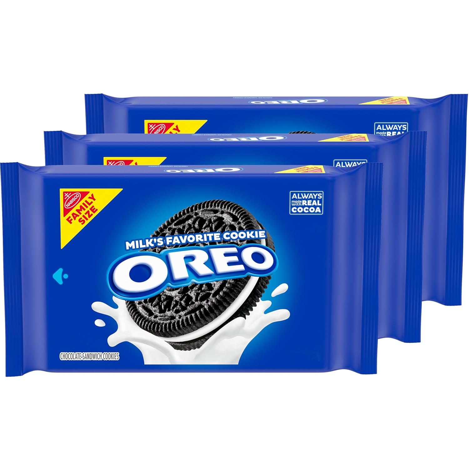 OREO Chocolate Sandwich Cookies, 3 Family Packs – Housewarming and Hostess Gift Basket Staple, Resealable
