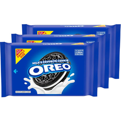 OREO Chocolate Sandwich Cookies, 3 Family Packs – Housewarming and Hostess Gift Basket Staple, Resealable