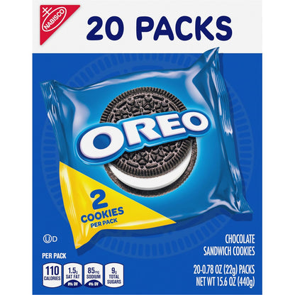 OREO Chocolate Sandwich Cookies Mini Packs – After-School Snacks for Kids & School Lunches, Kosher 40-Count Box