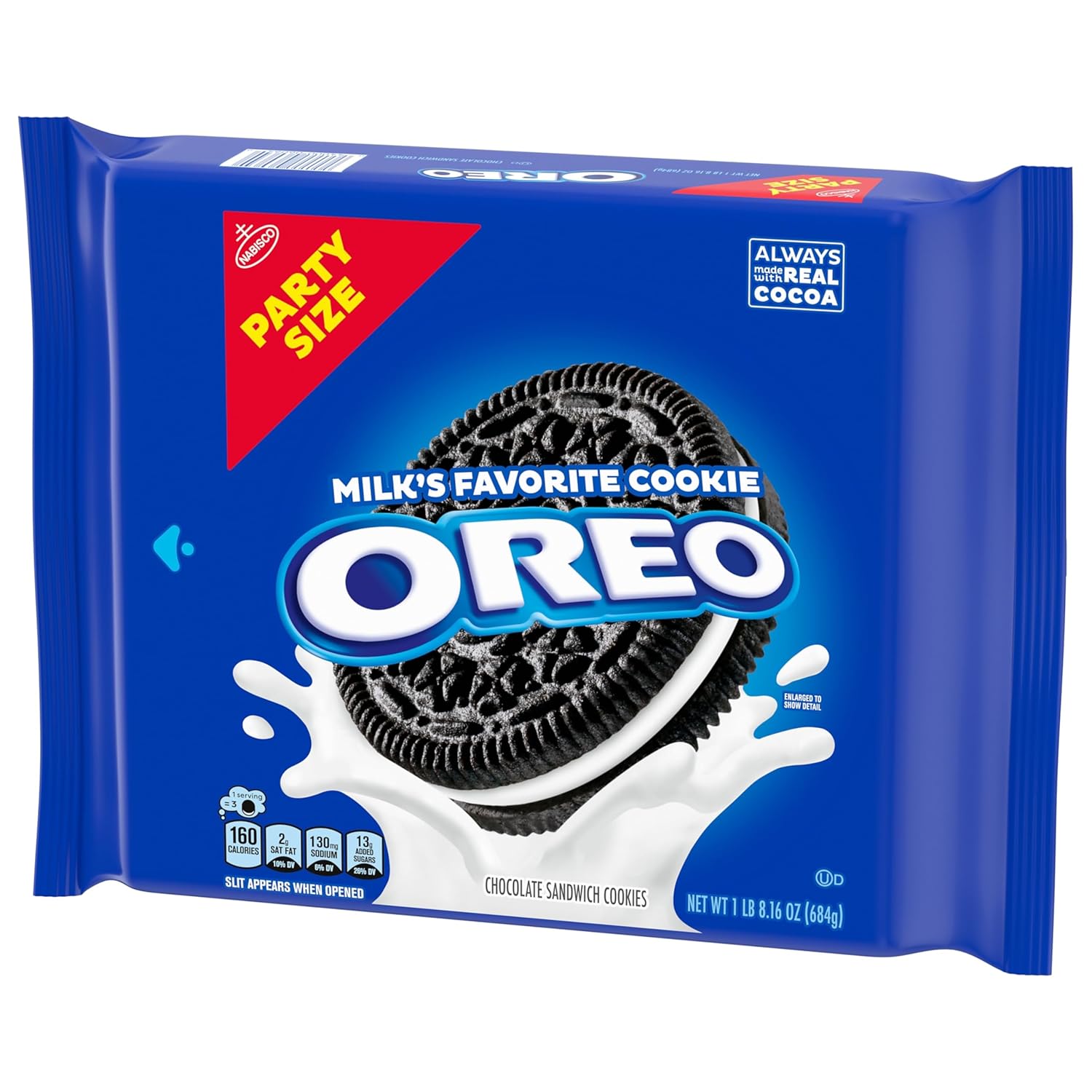 OREO Chocolate Sandwich Cookies, Party Size 24.16 oz – After-School Snack Pouch for Family Pantry