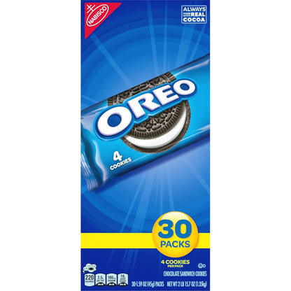 OREO Chocolate Sandwich Cookies Snack Packs – Holiday Stocking Stuffer and Care Package Treat, 30 Count