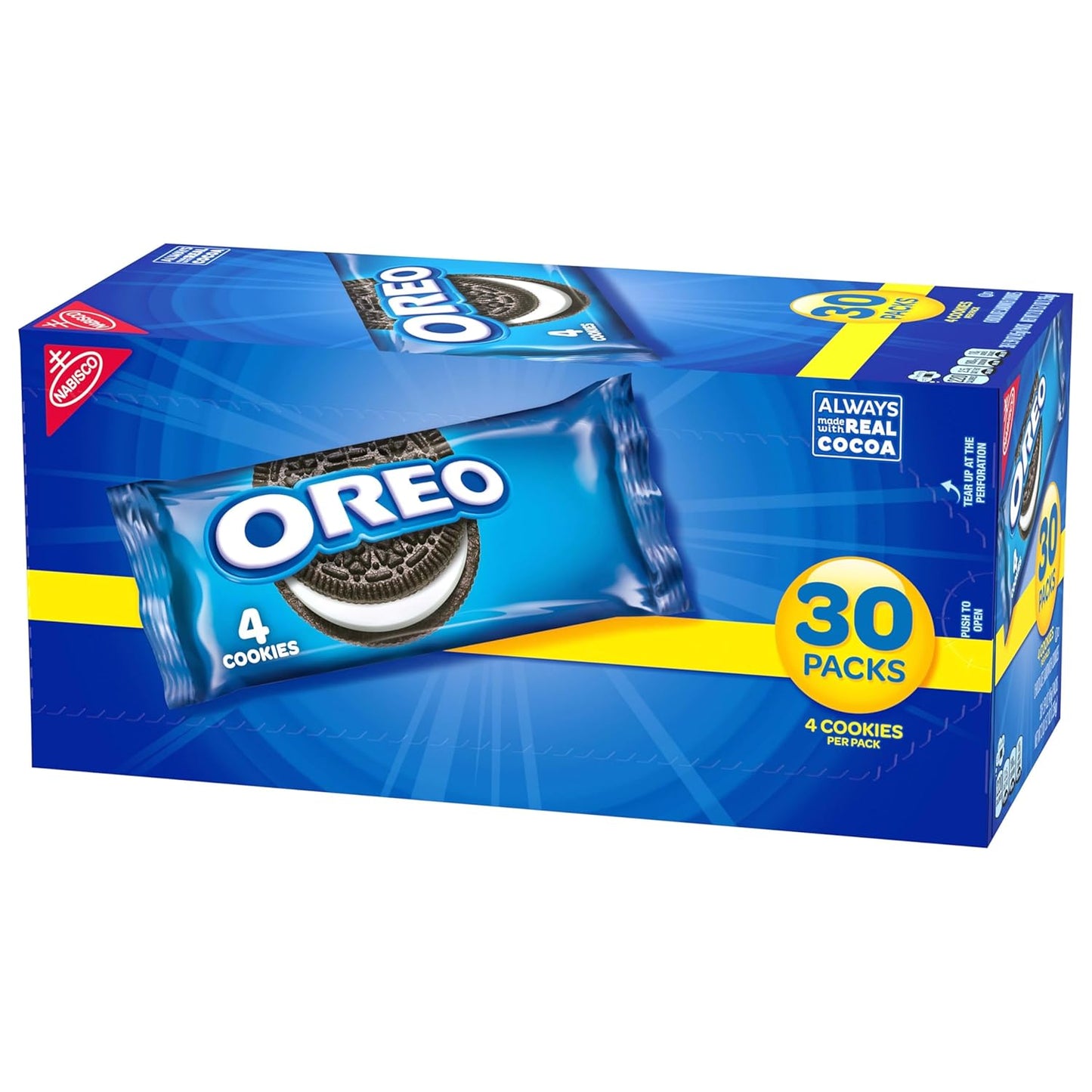 OREO Chocolate Sandwich Cookies Snack Packs – Holiday Stocking Stuffer and Care Package Treat, 30 Count