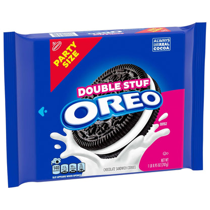 OREO Double Stuf Creme Filled Cookies – Family Pantry Staple for Lunchbox Treats, Birthday Party Favors, and Weekend Movie Nights, 24.95 oz