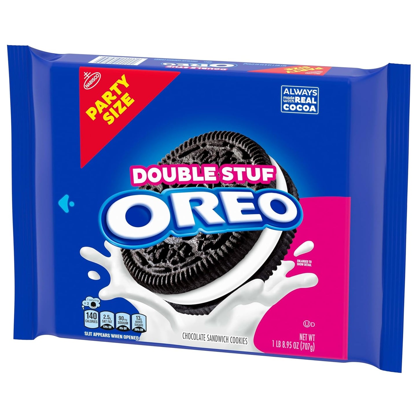OREO Double Stuf Creme Filled Cookies – Family Pantry Staple for Lunchbox Treats, Birthday Party Favors, and Weekend Movie Nights, 24.95 oz