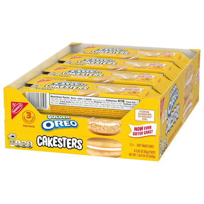 OREO Golden Cakesters – Pre-Portioned Office Desk Drawer Snack Packs for Afternoon Energy, 8-Box Bulk