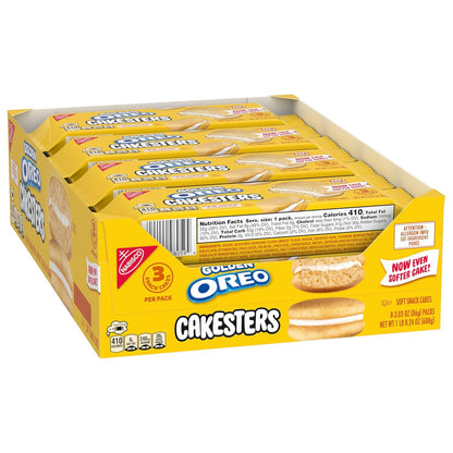 OREO Golden Cakesters – Pre-Portioned Office Desk Drawer Snack Packs for Afternoon Energy, 8-Box Bulk